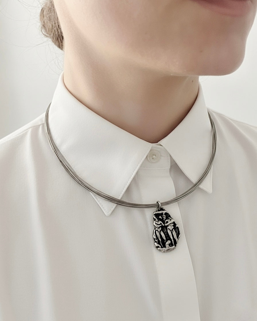 Vintage 1980 Modernist Figurative Necklace