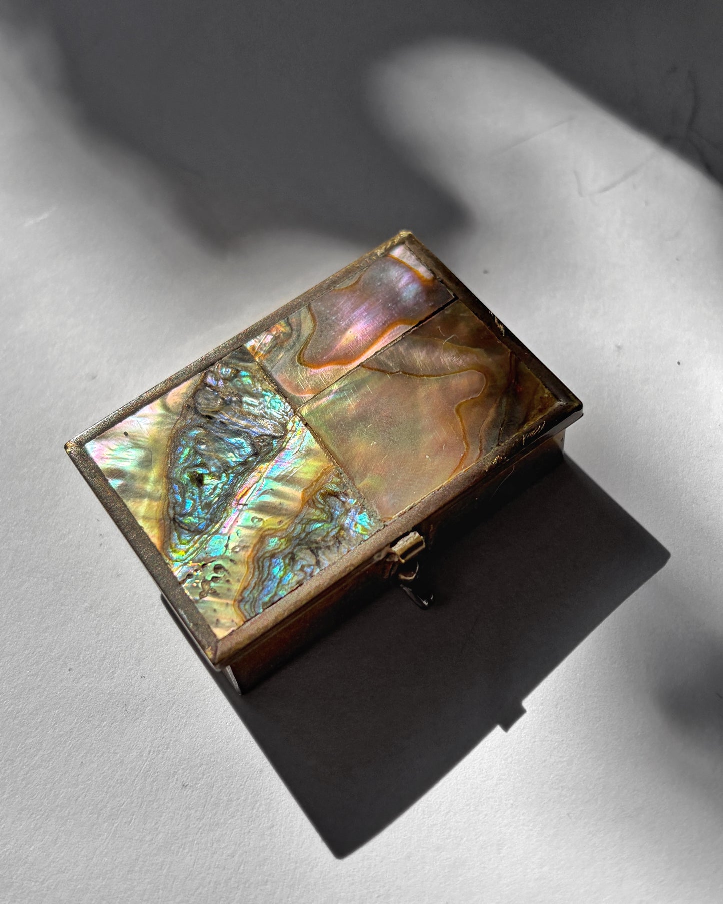 Vintage 1960s Taxco Mexico Abalone Mosaic Pill Box