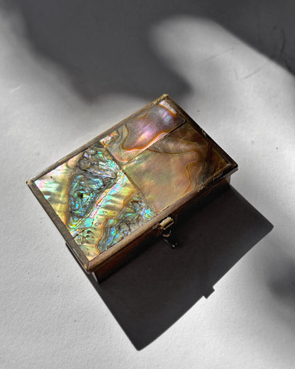 Vintage 1960s Taxco Mexico Abalone Mosaic Pill Box