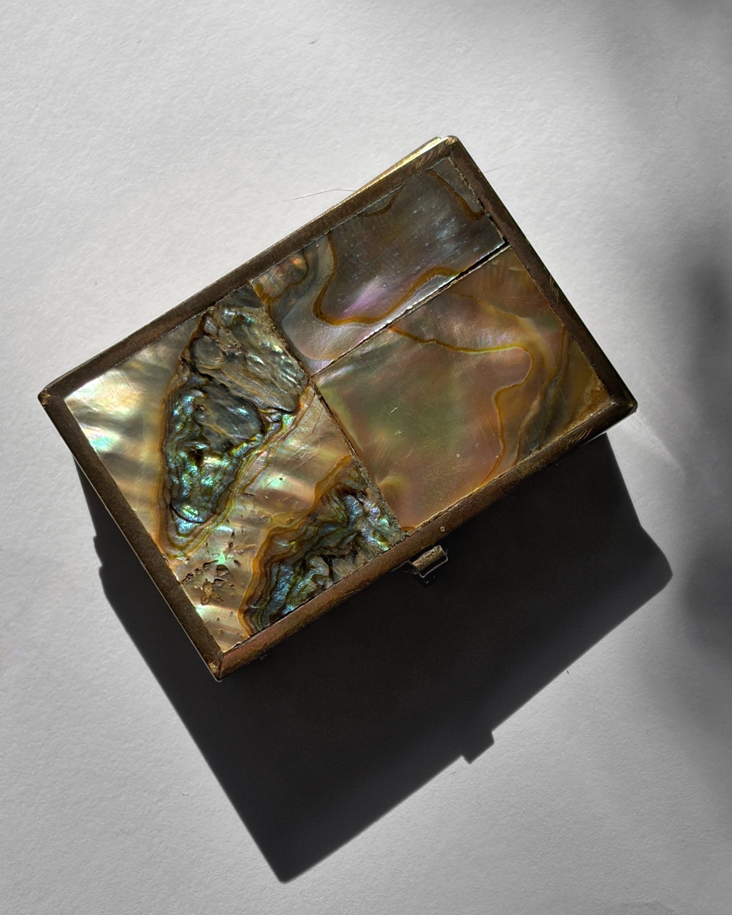 Vintage 1960s Taxco Mexico Abalone Mosaic Pill Box