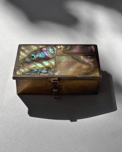 Vintage 1960s Taxco Mexico Abalone Mosaic Pill Box