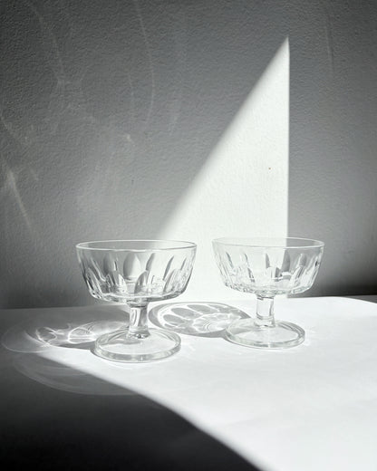 Vintage Mid-Century French Pressed Glass Dessert Coupes – Set of 2, 4, 6