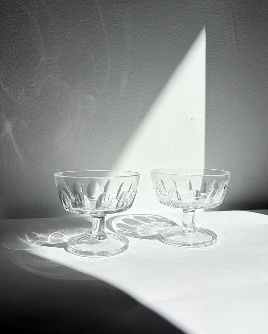 Vintage Mid-Century French Pressed Glass Dessert Coupes – Set of 2, 4, 6