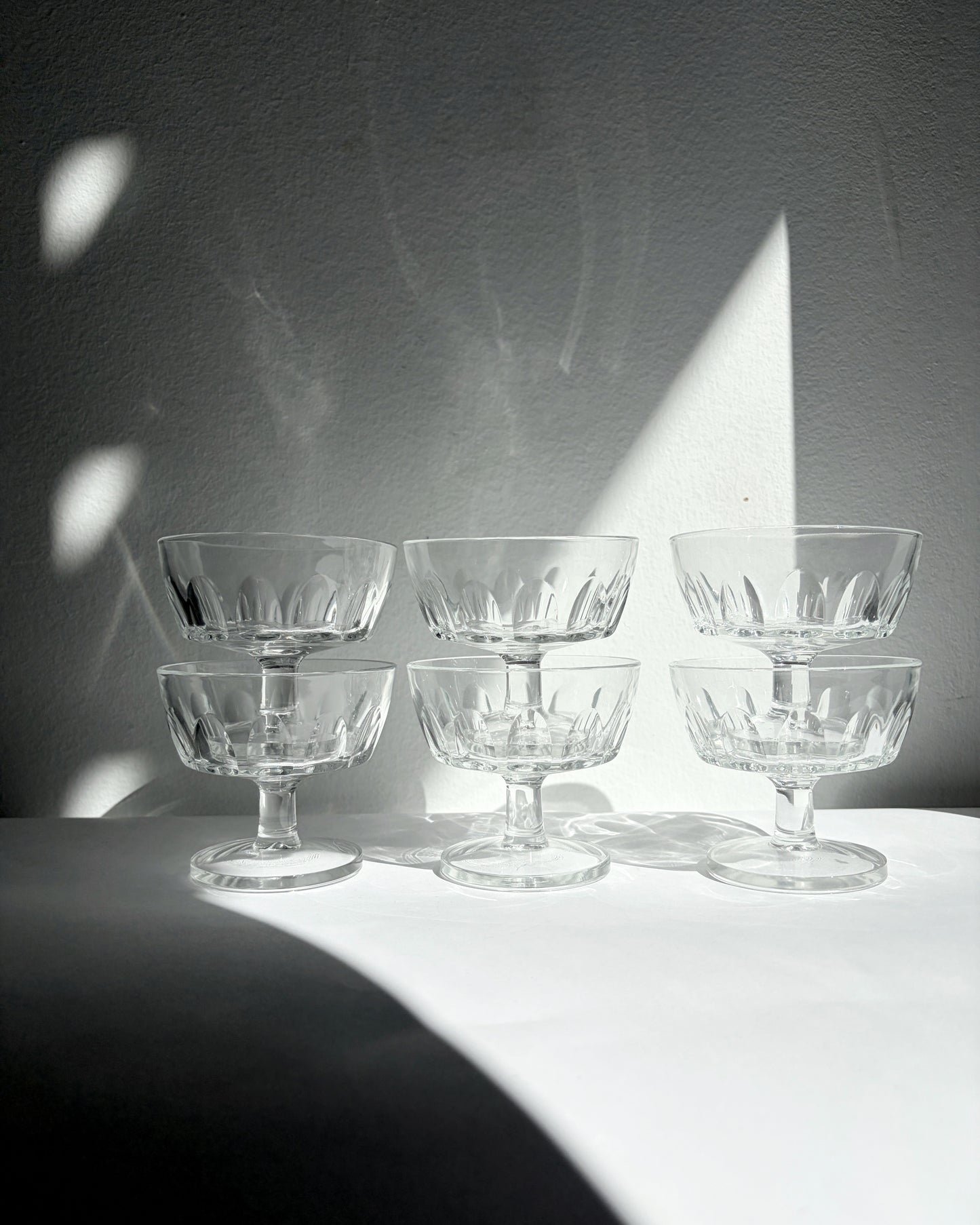 Vintage Mid-Century French Pressed Glass Dessert Coupes – Set of 2, 4, 6