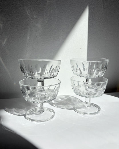Vintage Mid-Century French Pressed Glass Dessert Coupes – Set of 2, 4, 6