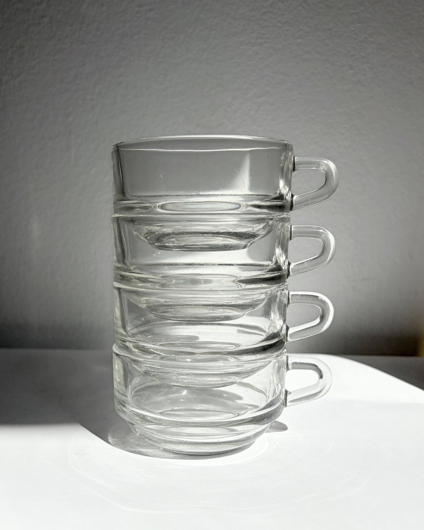 Vintage 1960s Duralex France Glass Cups & Saucerss – Set of 4