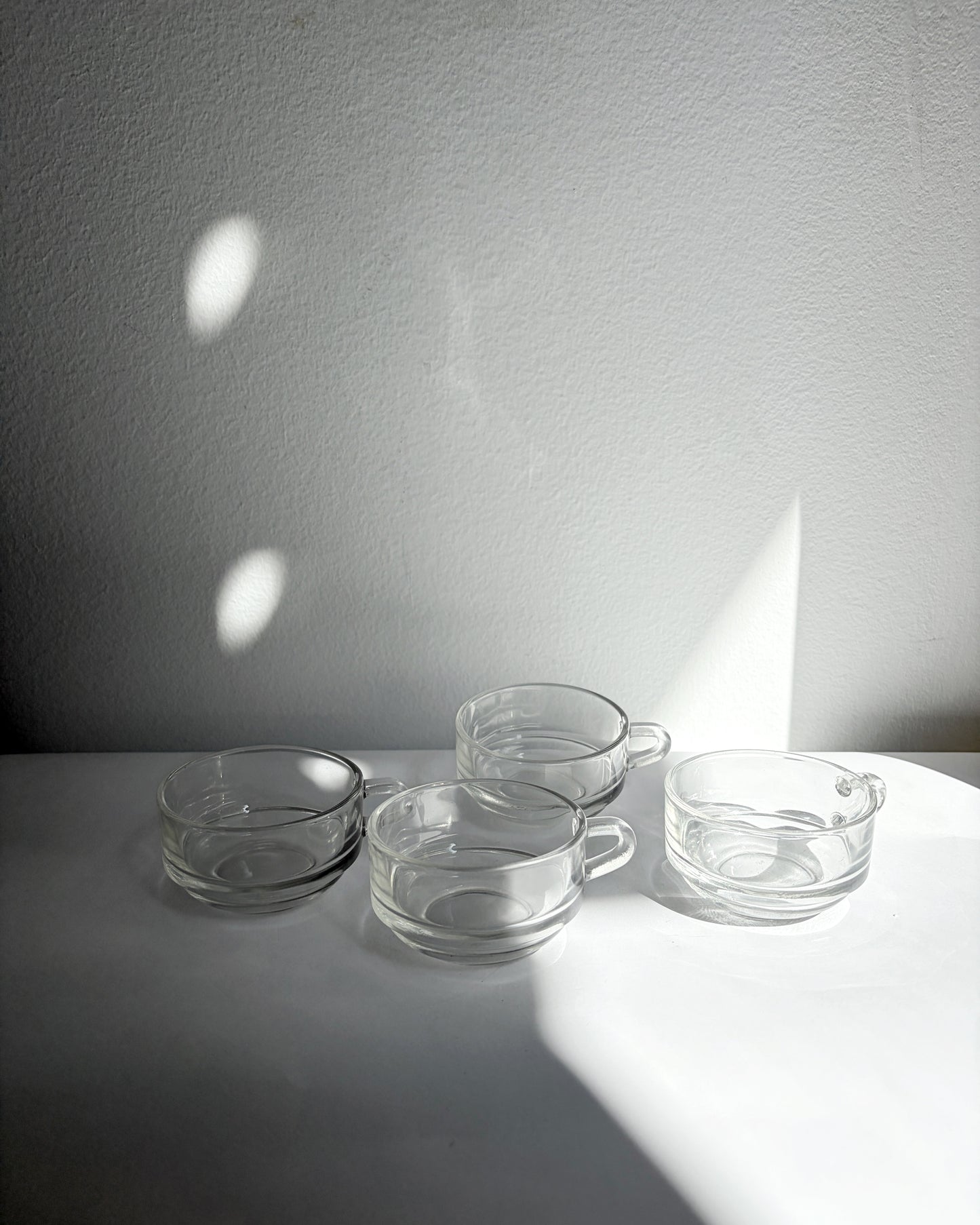 Vintage 1960s Duralex France Glass Cups & Saucerss – Set of 4
