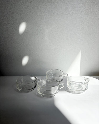 Vintage 1960s Duralex France Glass Cups & Saucerss – Set of 4