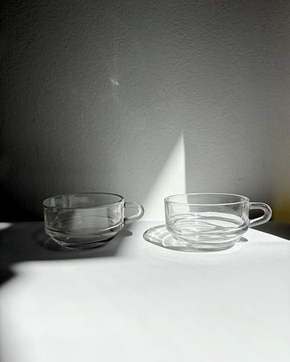 Vintage 1960s Duralex France Glass Cups & Saucerss – Set of 4