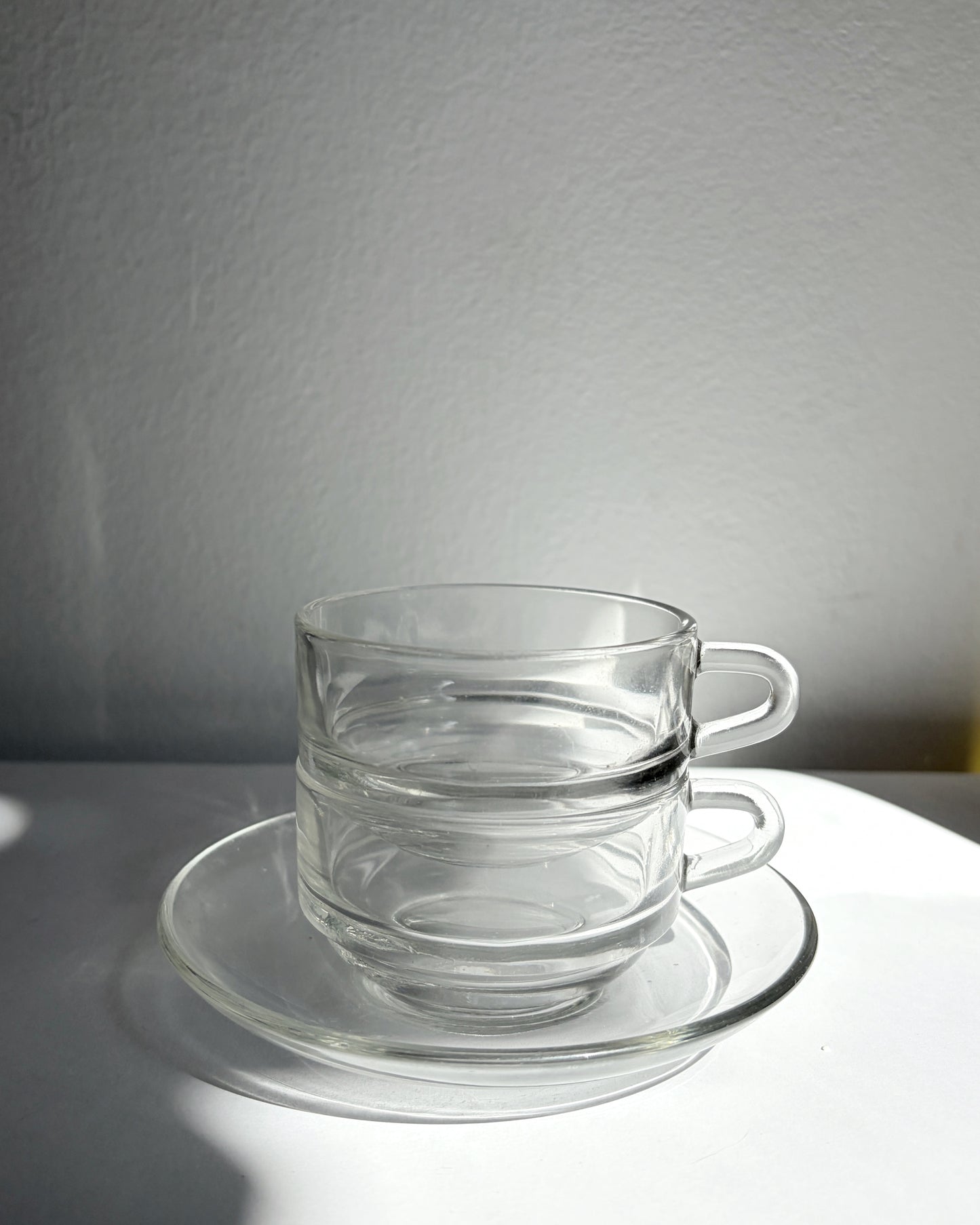 Vintage 1960s Duralex France Glass Cups & Saucerss – Set of 4