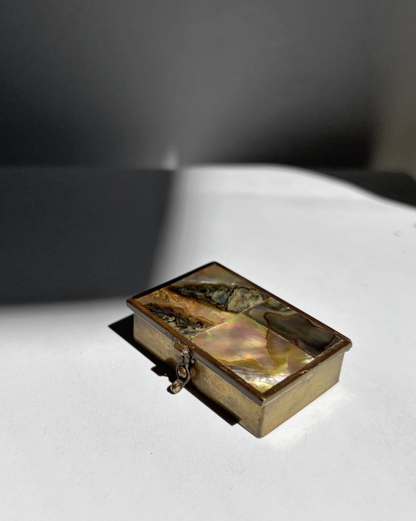 Vintage 1960s Taxco Mexico Abalone Mosaic Pill Box