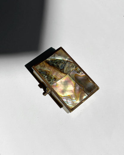 Vintage 1960s Taxco Mexico Abalone Mosaic Pill Box