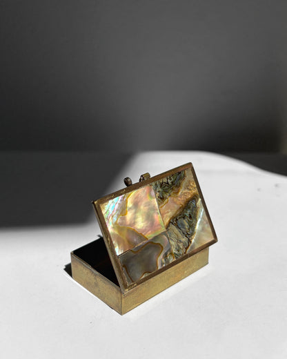 Vintage 1960s Taxco Mexico Abalone Mosaic Pill Box