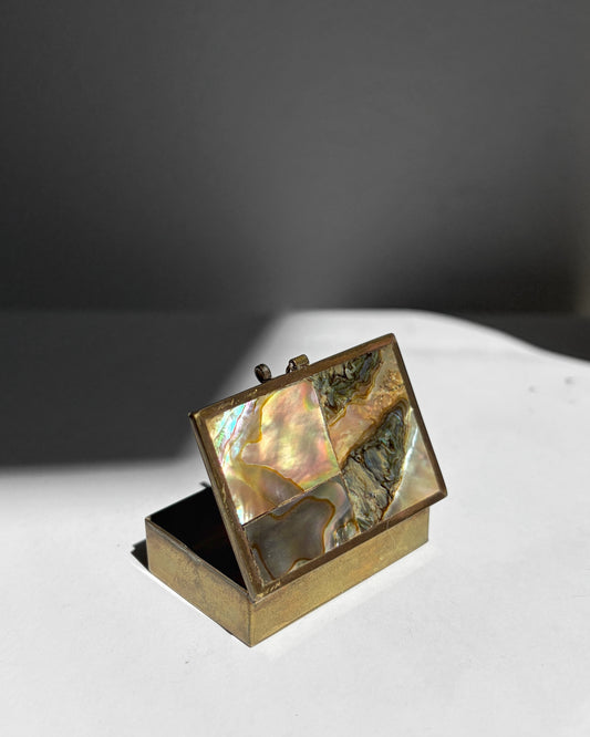 Vintage 1960s Taxco Mexico Abalone Mosaic Pill Box