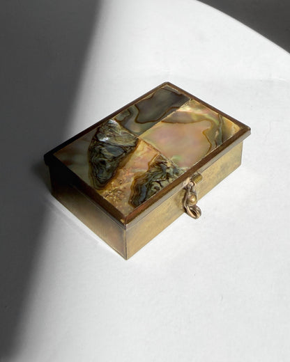 Vintage 1960s Taxco Mexico Abalone Mosaic Pill Box