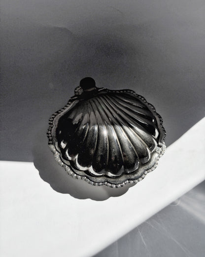 Vintage 1970s Polished Metal Clam Shell Box