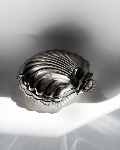 Vintage 1970s Polished Metal Clam Shell Box