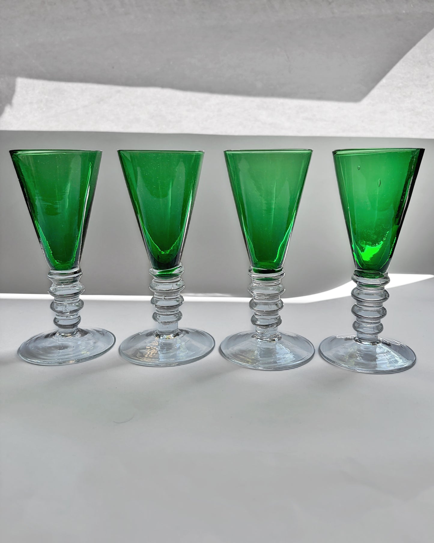 Vintage Mid Century Emerald Green Liqueur Glasses – Set of 4