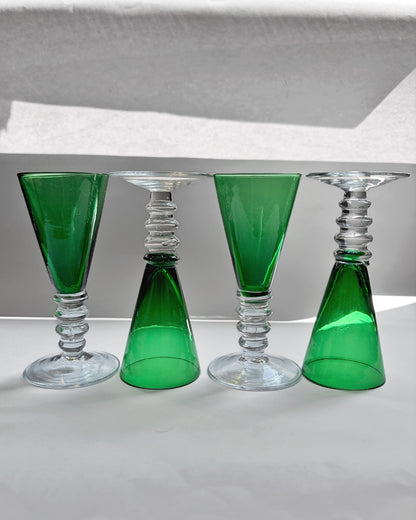 Vintage Mid Century Emerald Green Liqueur Glasses – Set of 4