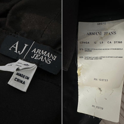 90s Armani Black Cotton Ruffle Blouse