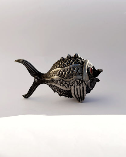 Vintage 1950s Figural Metal Fish Ashtray