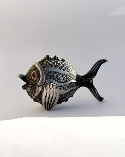 Vintage 1950s Figural Metal Fish Ashtray
