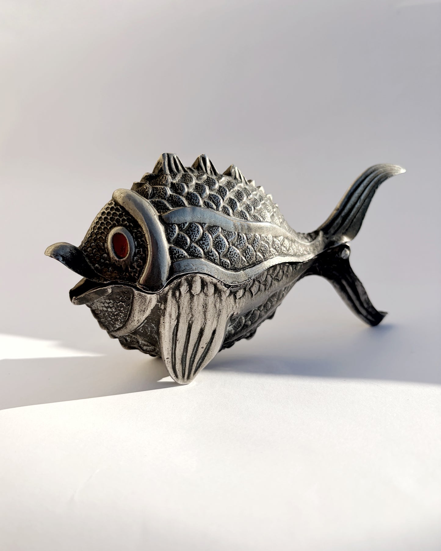 Vintage 1950s Figural Metal Fish Ashtray
