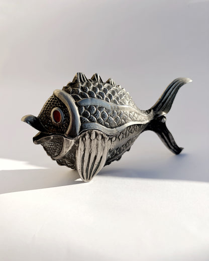 Vintage 1950s Figural Metal Fish Ashtray