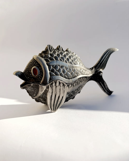 Vintage 1950s Figural Metal Fish Ashtray