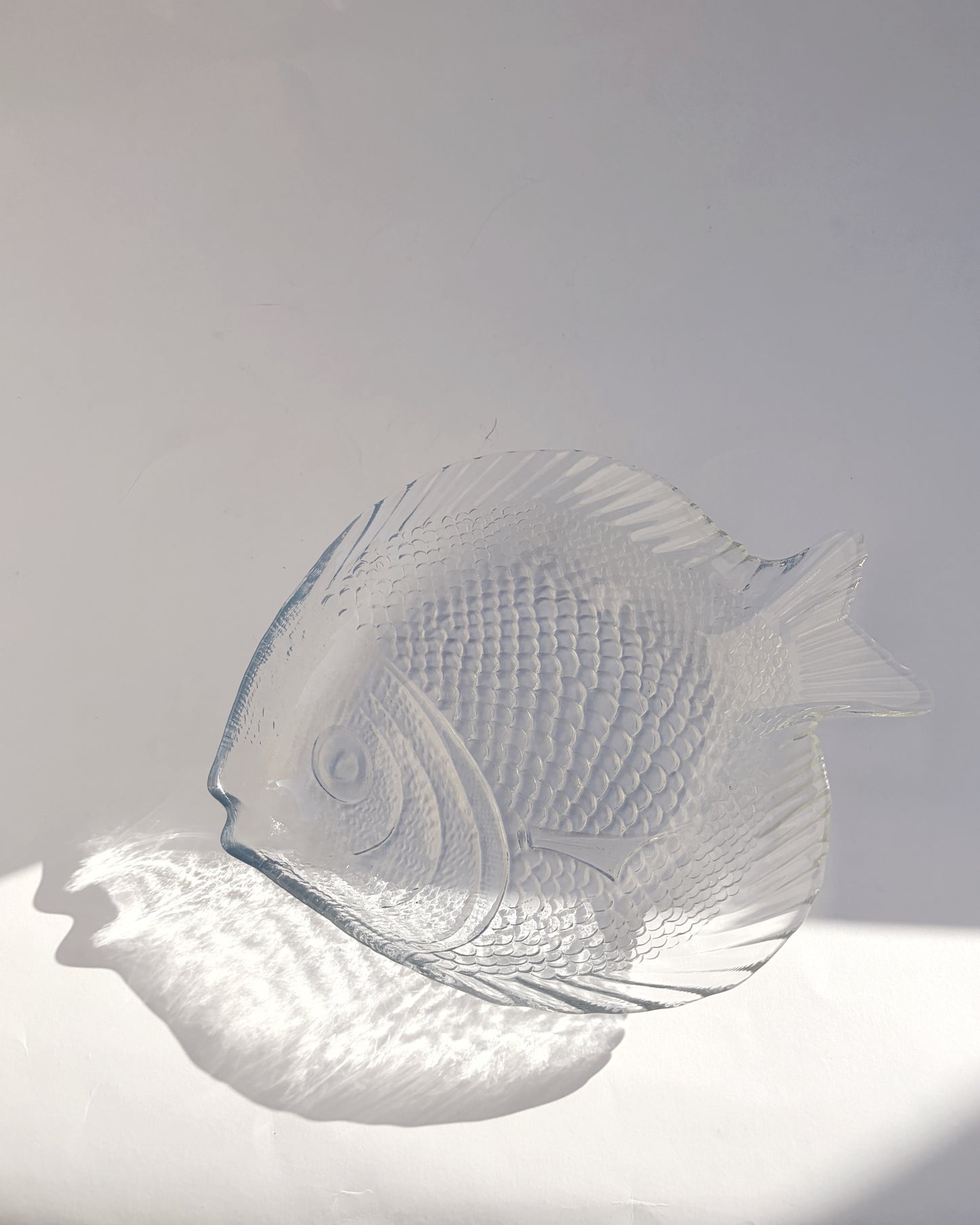 Vintage 1980s Pasabahce Molded Glass Fish Serving Dish