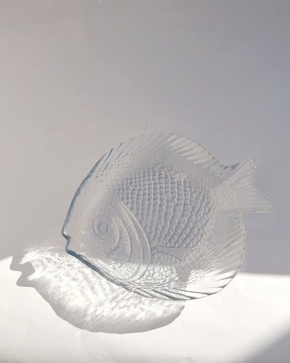 Vintage 1980s Pasabahce Molded Glass Fish Serving Dish