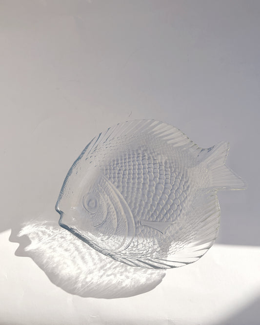 Vintage 1980s Pasabahce Molded Glass Fish Serving Dish