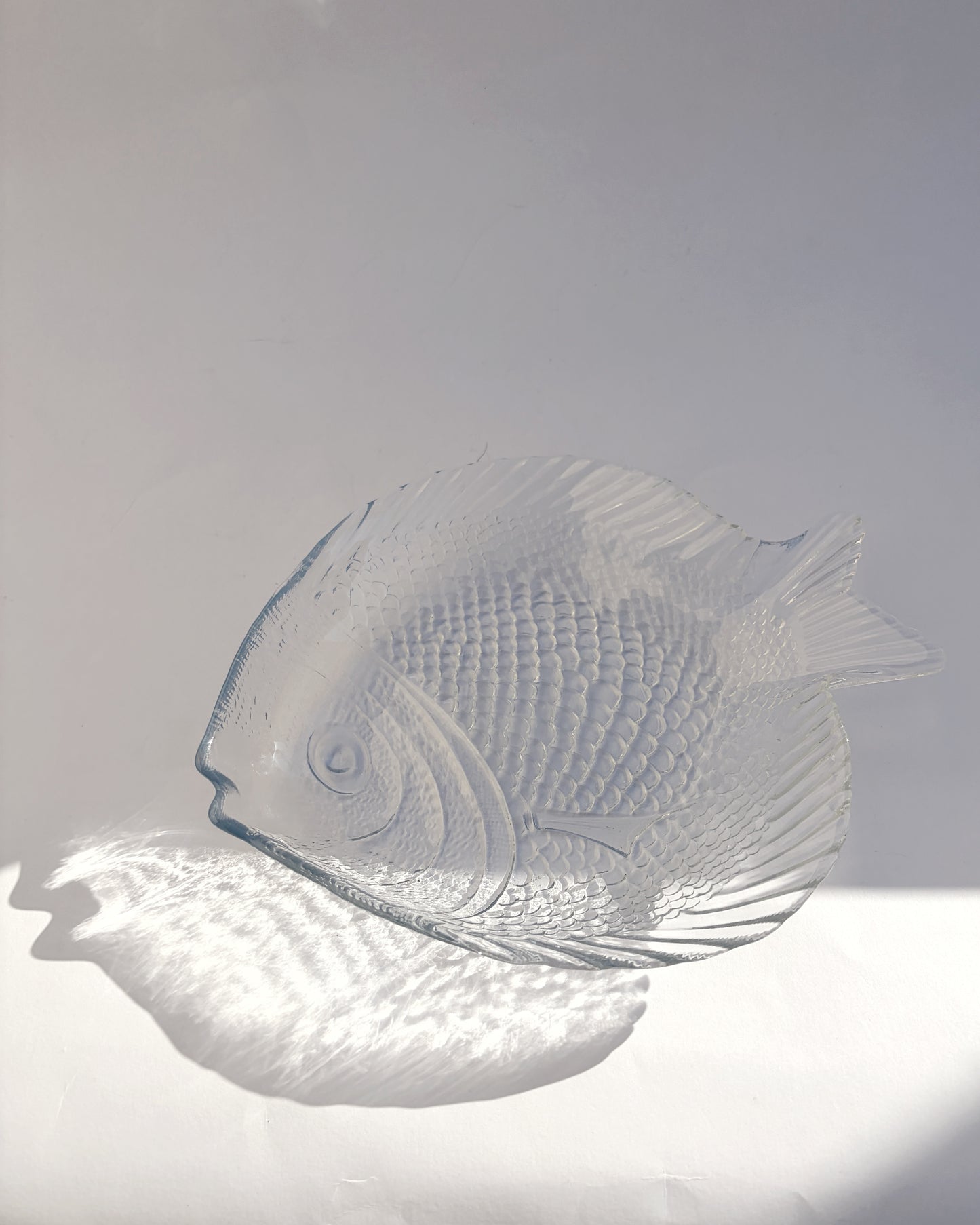 Vintage 1980s Pasabahce Molded Glass Fish Serving Dish