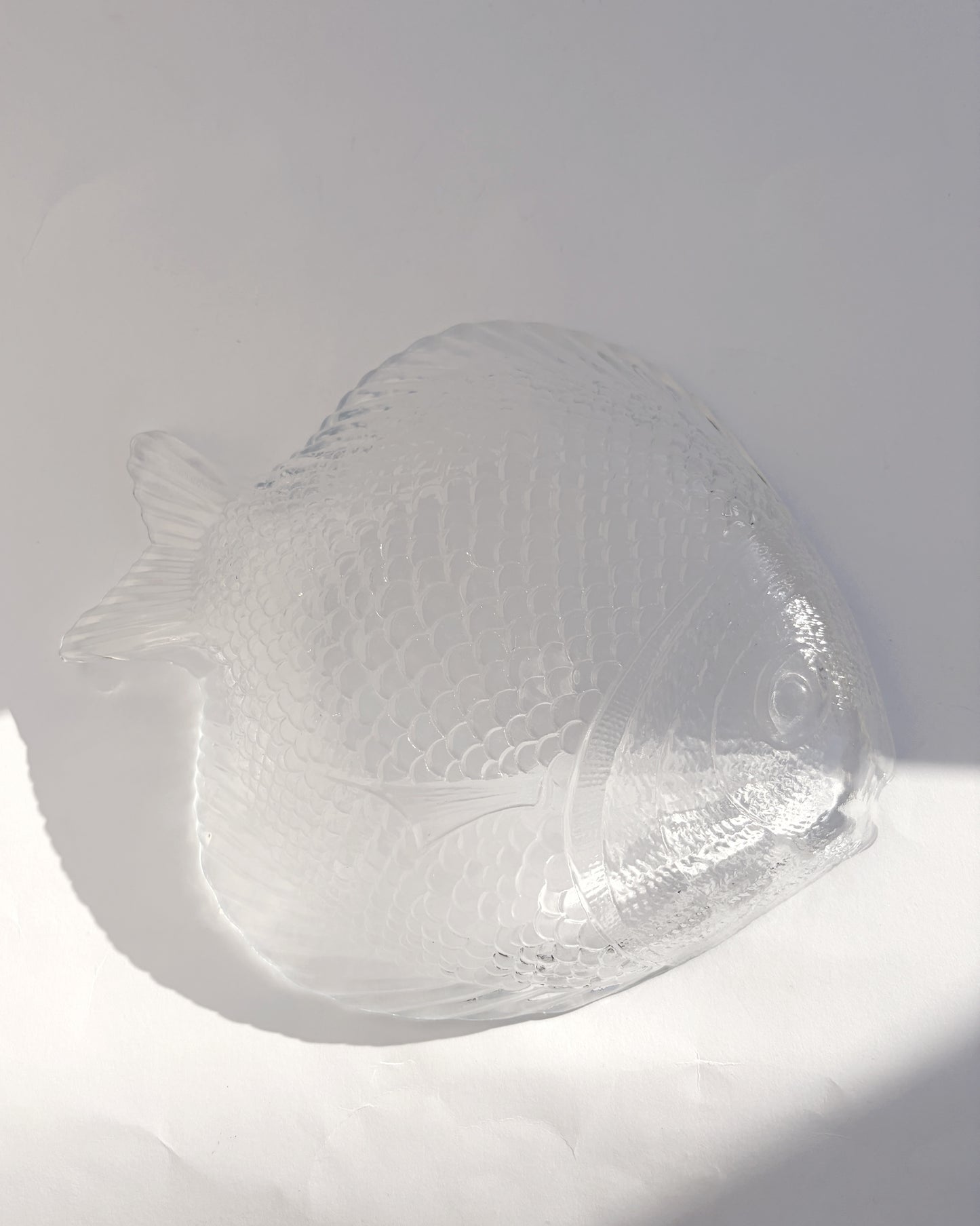 Vintage 1980s Pasabahce Molded Glass Fish Serving Dish