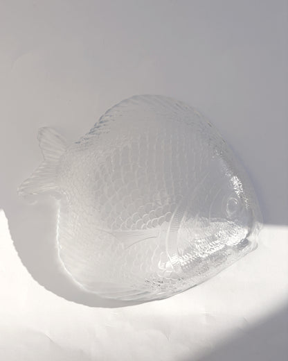 Vintage 1980s Pasabahce Molded Glass Fish Serving Dish