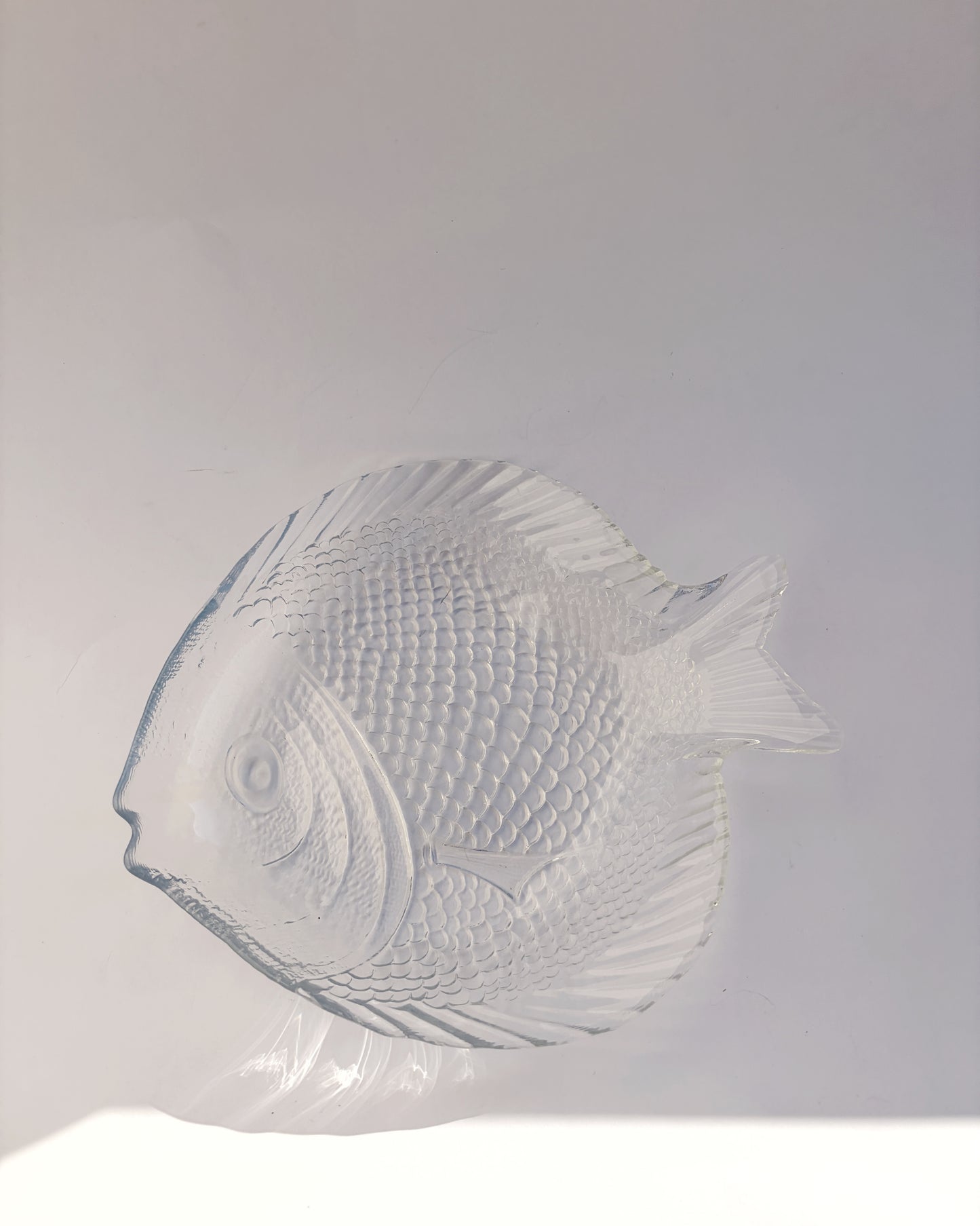 Vintage 1980s Pasabahce Molded Glass Fish Serving Dish