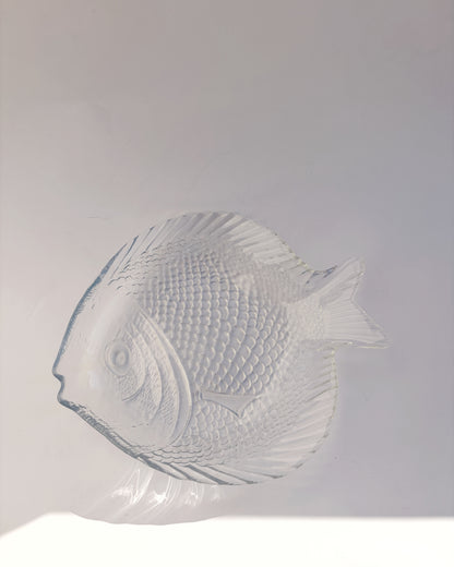 Vintage 1980s Pasabahce Molded Glass Fish Serving Dish