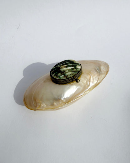 Antique Late 19th Century Mother-of-Pearl Shell Snuff Box