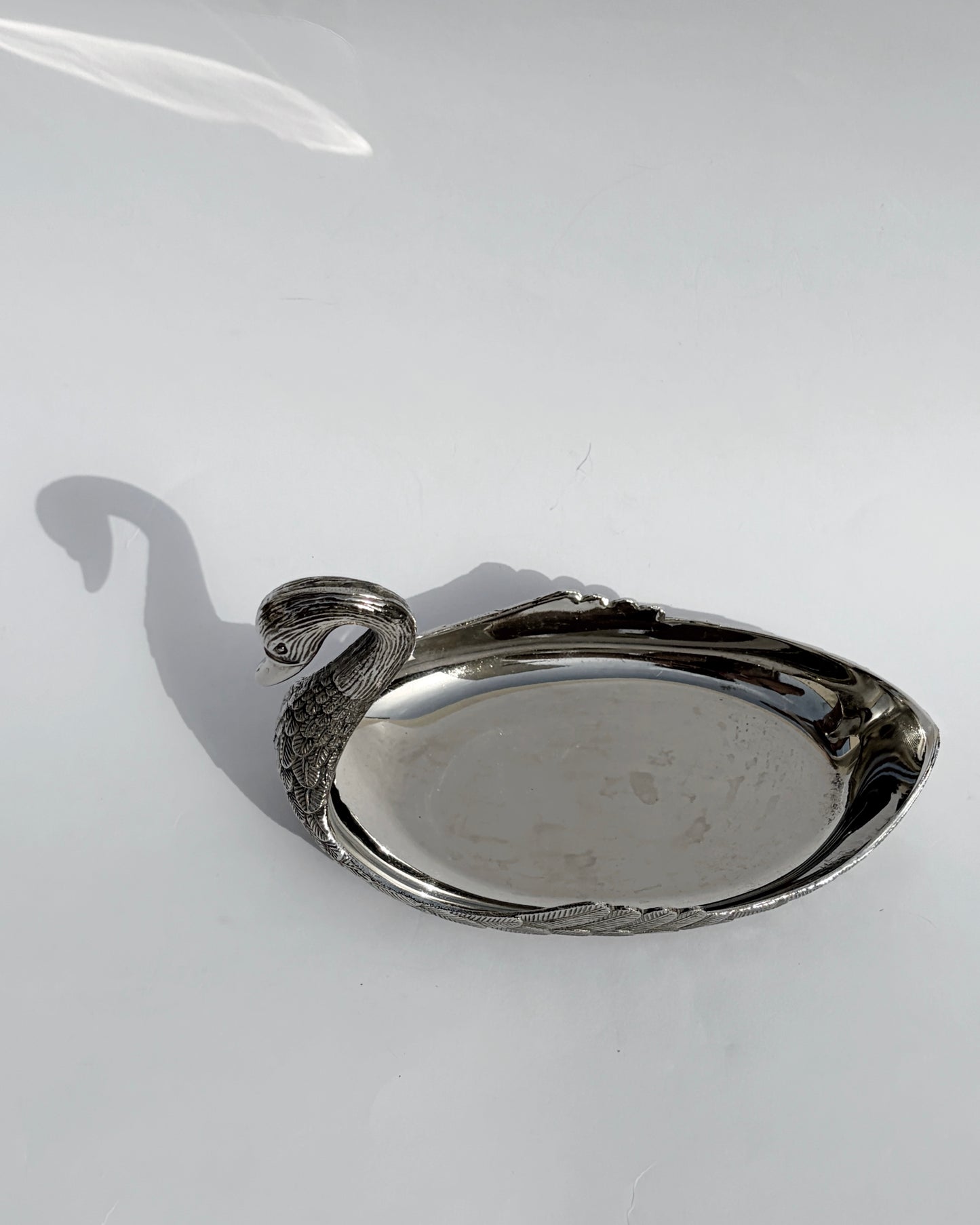 Vintage Silver-Plated Swan Holder with Six Ornate Coasters