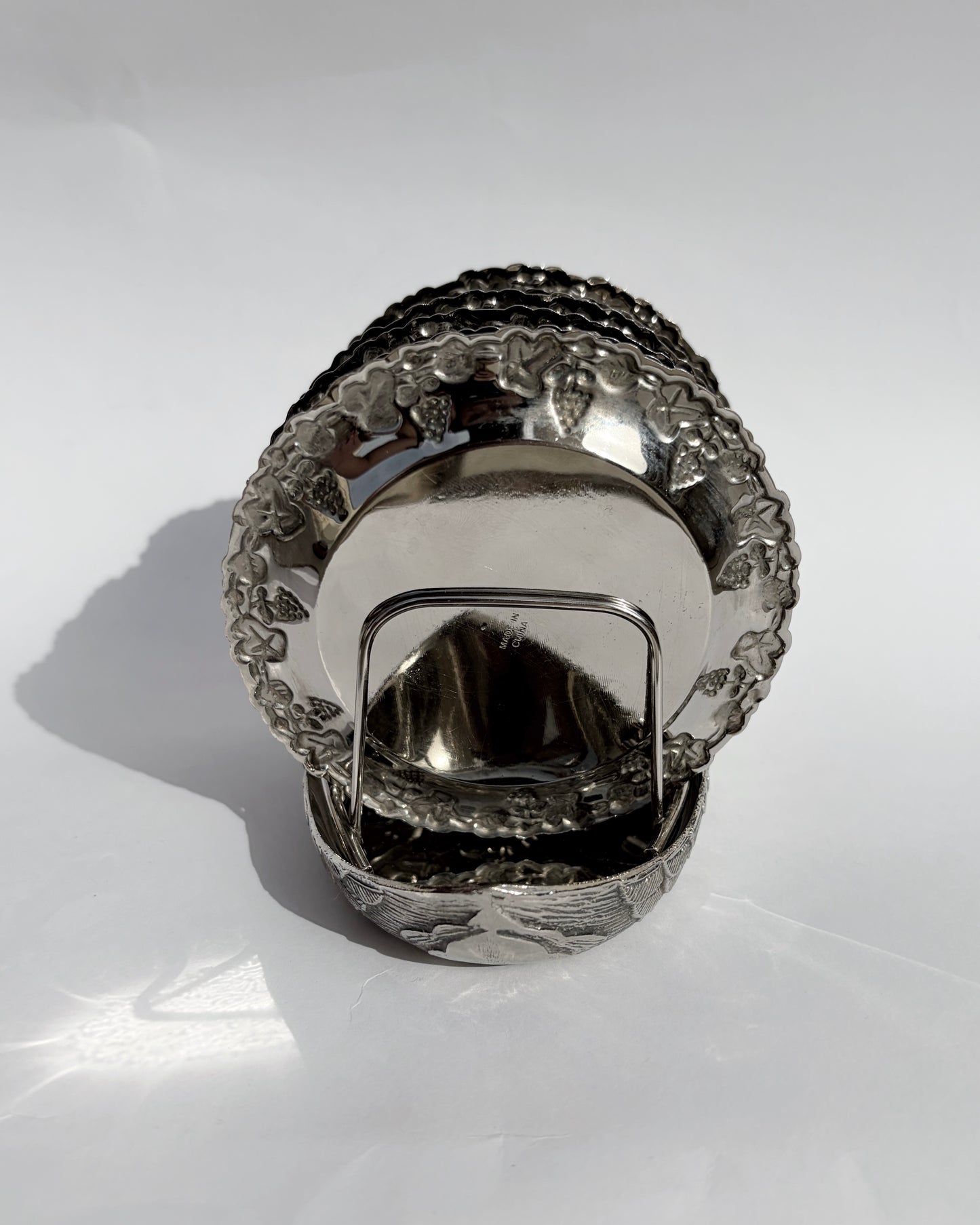 Vintage Silver-Plated Swan Holder with Six Ornate Coasters