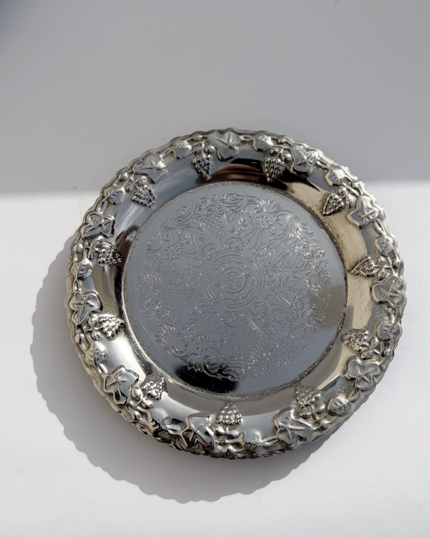 Vintage Silver-Plated Swan Holder with Six Ornate Coasters