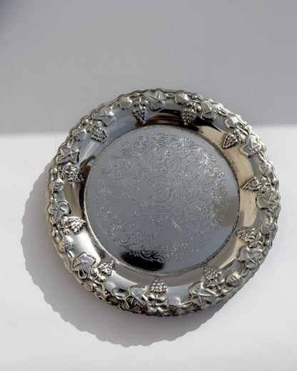 Vintage Silver-Plated Swan Holder with Six Ornate Coasters
