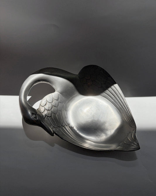 Vintage 1960s French Pewter Swan Vide-Poche Tray