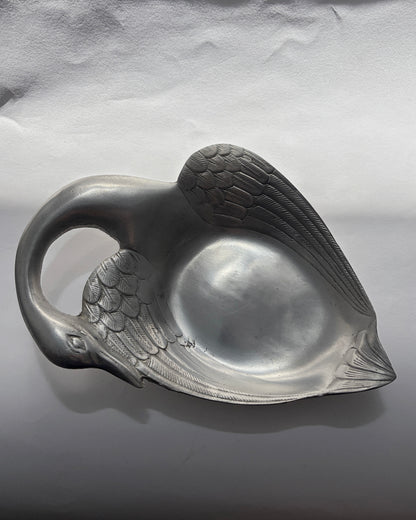 Vintage 1960s French Pewter Swan Vide-Poche Tray