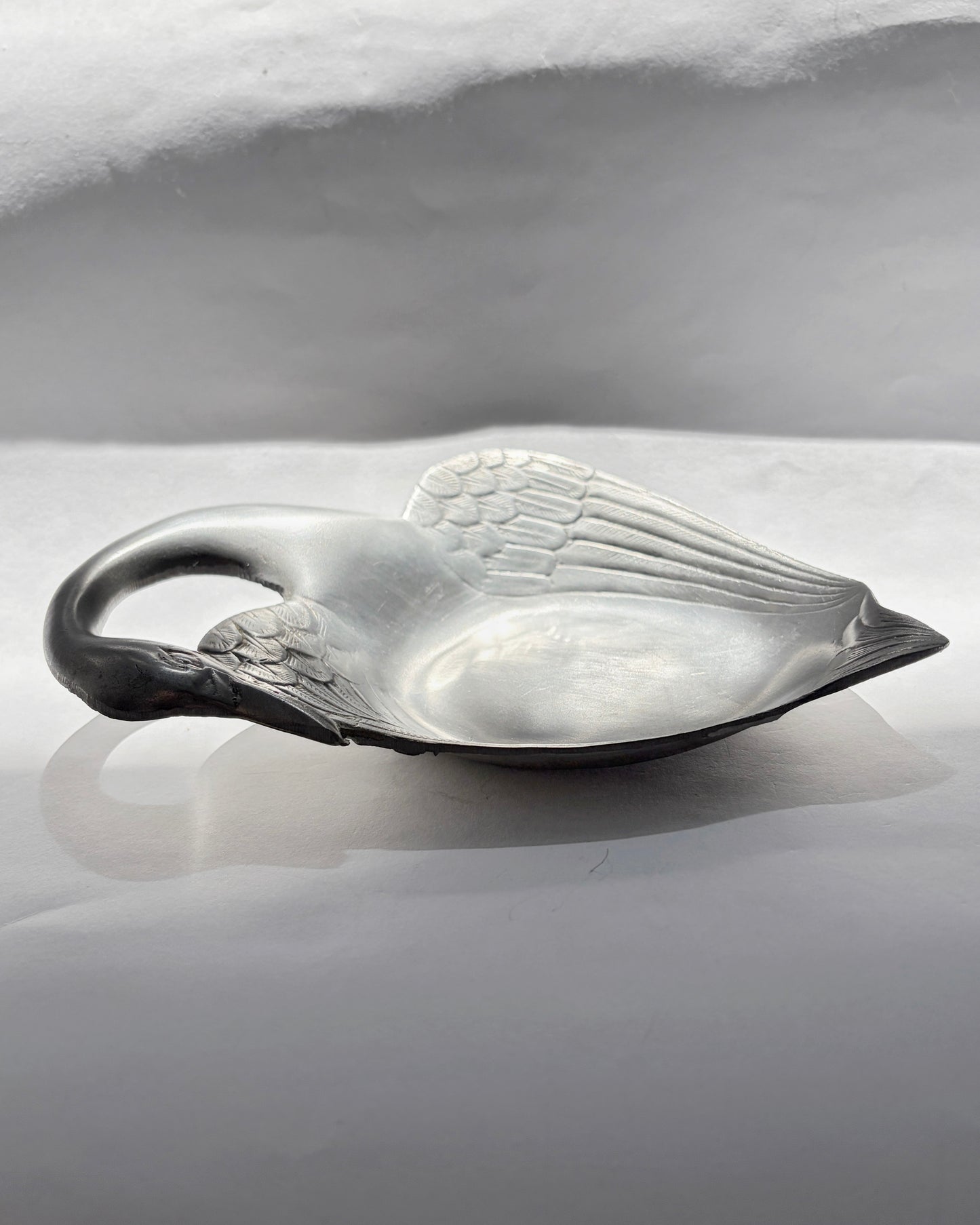 Vintage 1960s French Pewter Swan Vide-Poche Tray