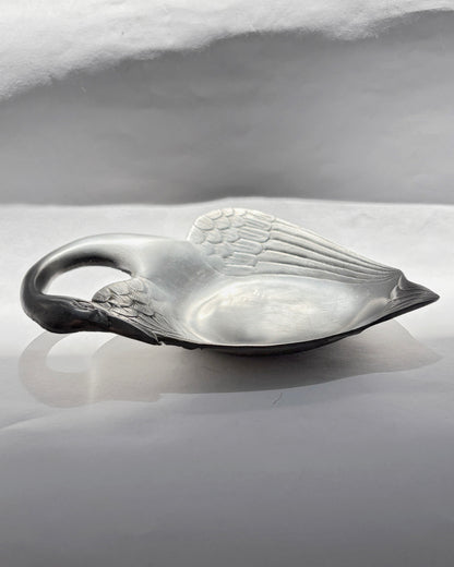 Vintage 1960s French Pewter Swan Vide-Poche Tray