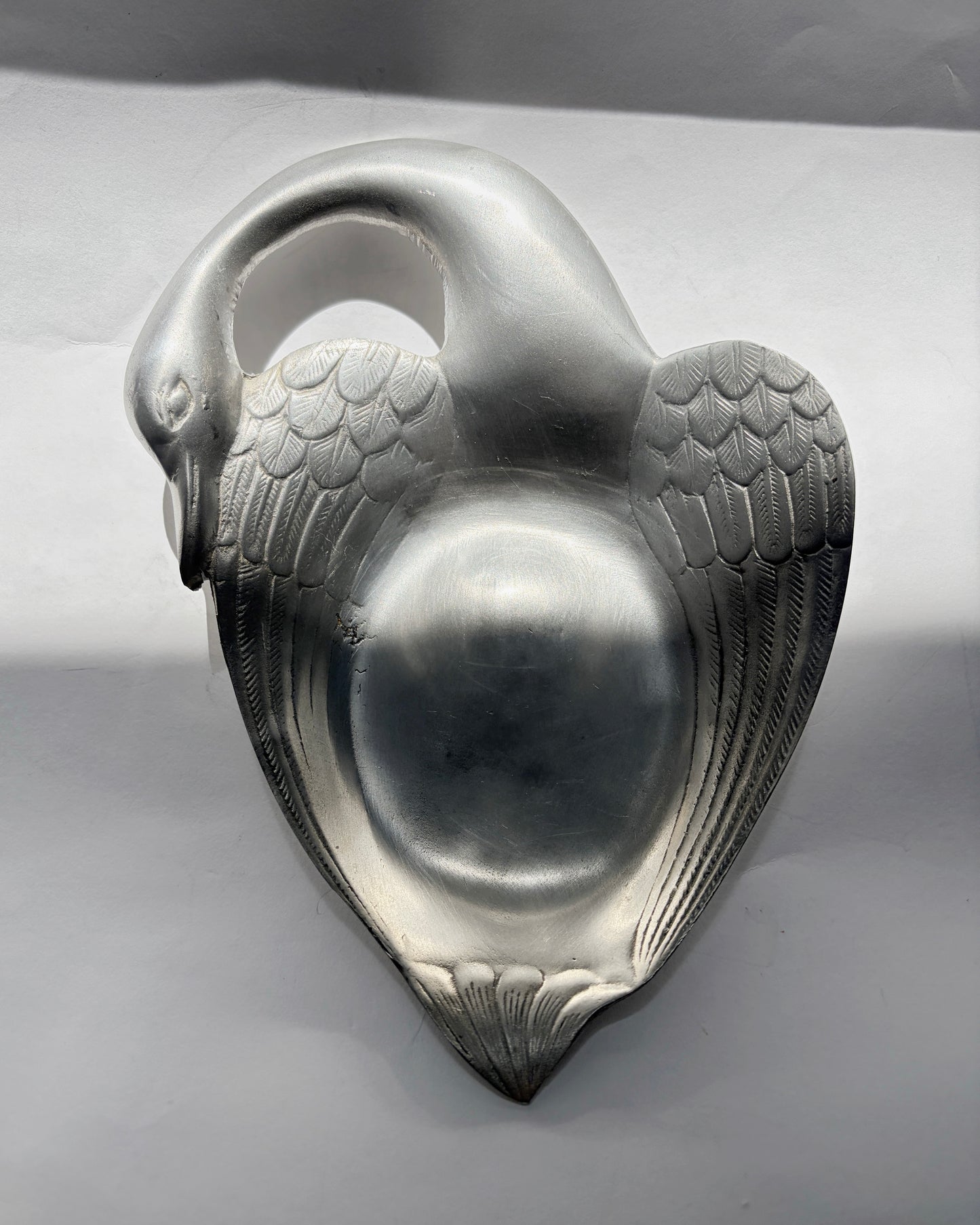 Vintage 1960s French Pewter Swan Vide-Poche Tray