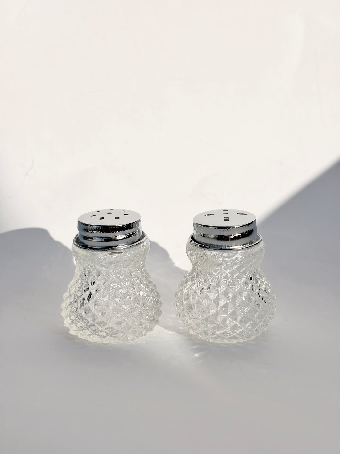 Vintage 1960s–1970s Pressed Glass Salt & Pepper Shakers