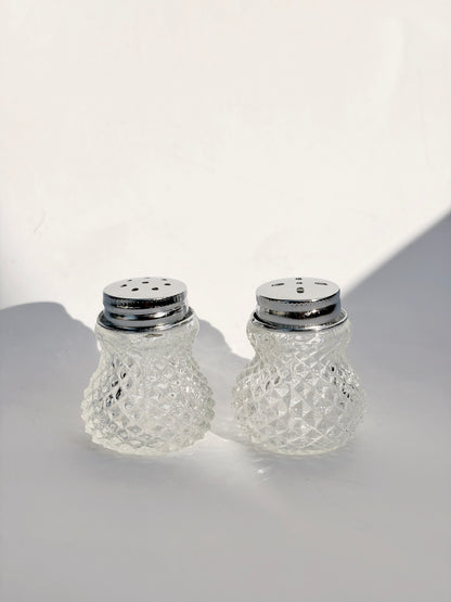 Vintage 1960s–1970s Pressed Glass Salt & Pepper Shakers