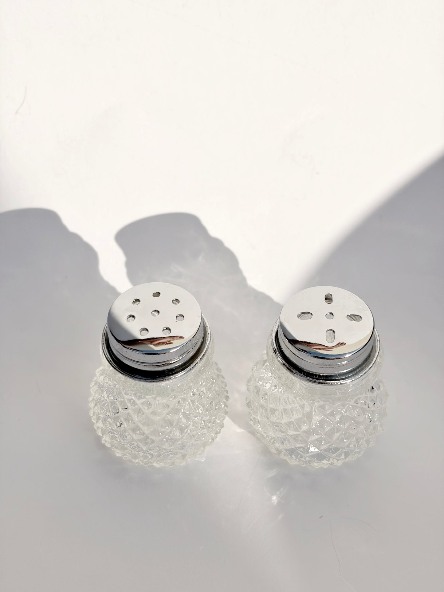 Vintage 1960s–1970s Pressed Glass Salt & Pepper Shakers